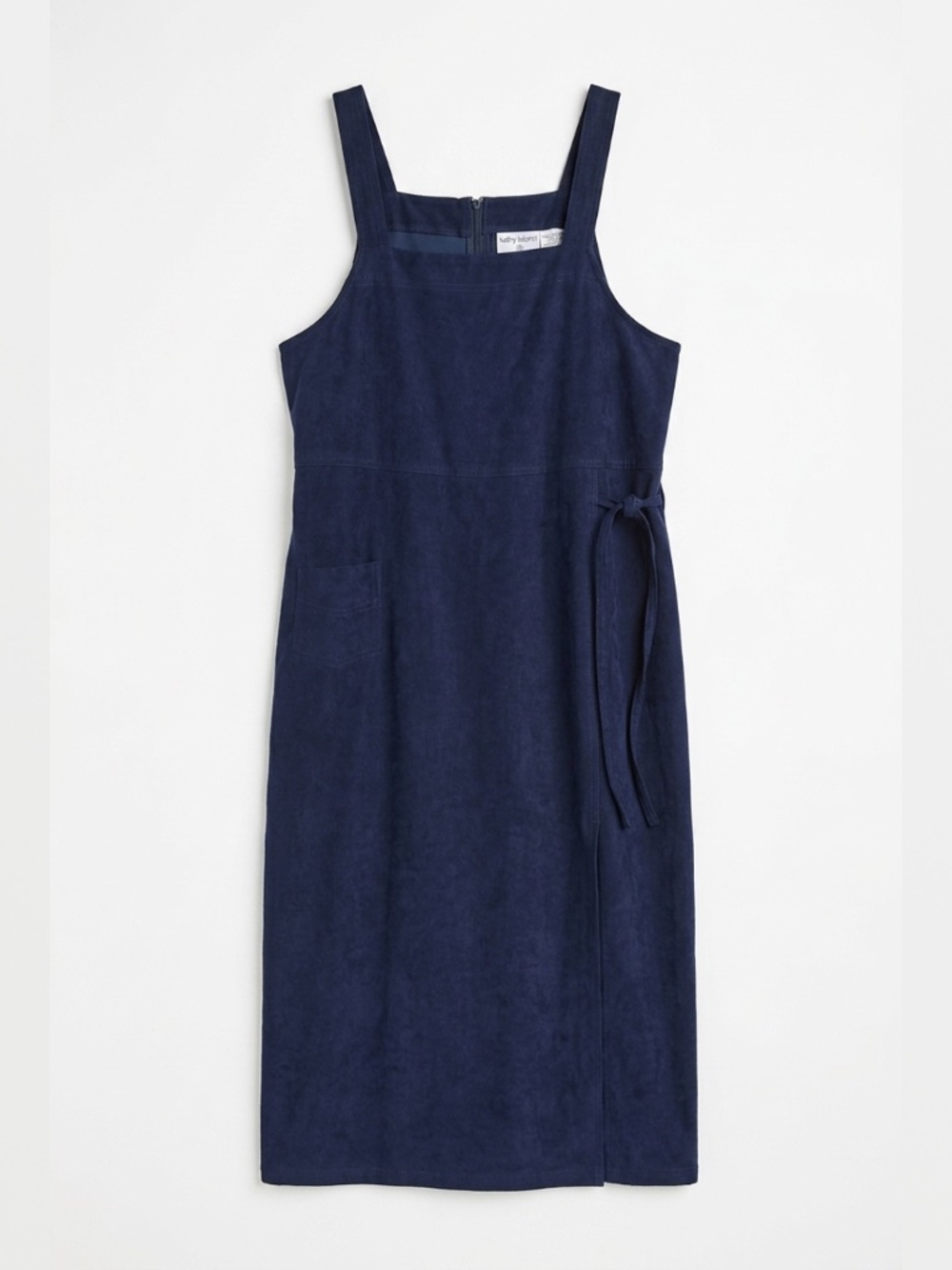 Vintage 90s Kathy Ireland Faux Suede Sleeveless Dress Navy Size M